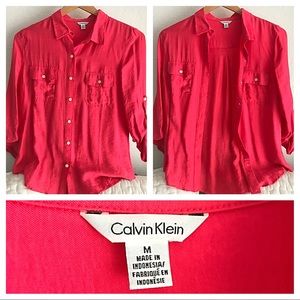 Calvin Klein watermelon 🍉 shade button up blouse